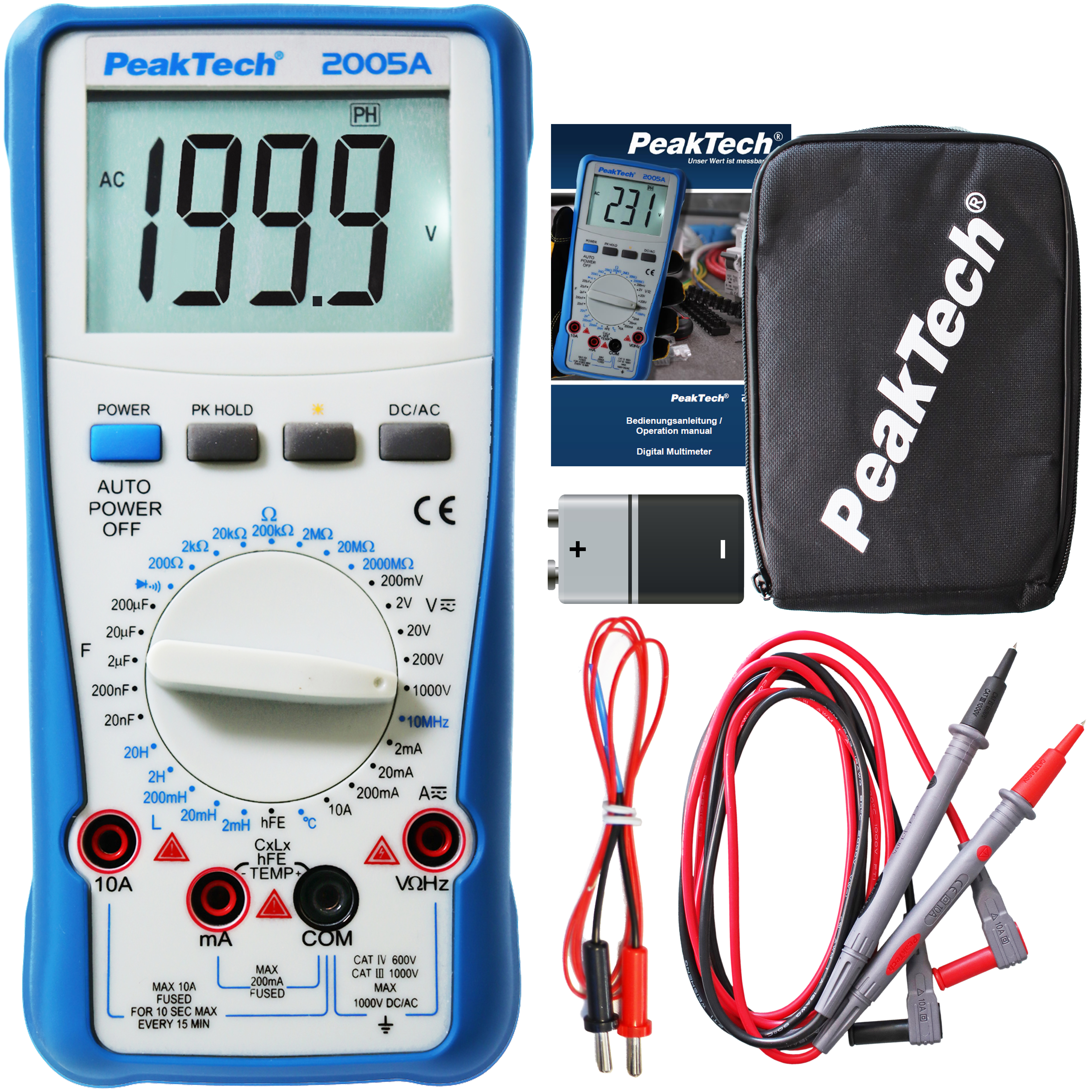 «PeakTech® P 2005 A» Multimètre numérique 1000 V 2000 compteurs