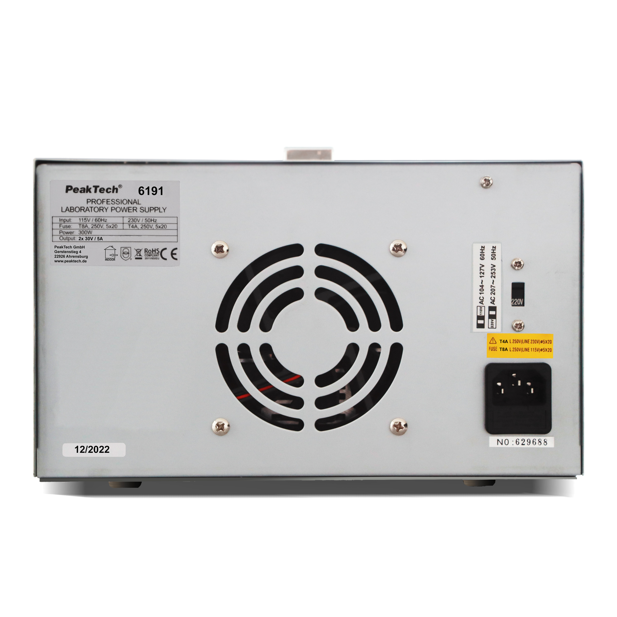 «PeakTech® P 6191» Digital Labornetzgerät 2x 0-30 V / 0-5 A DC