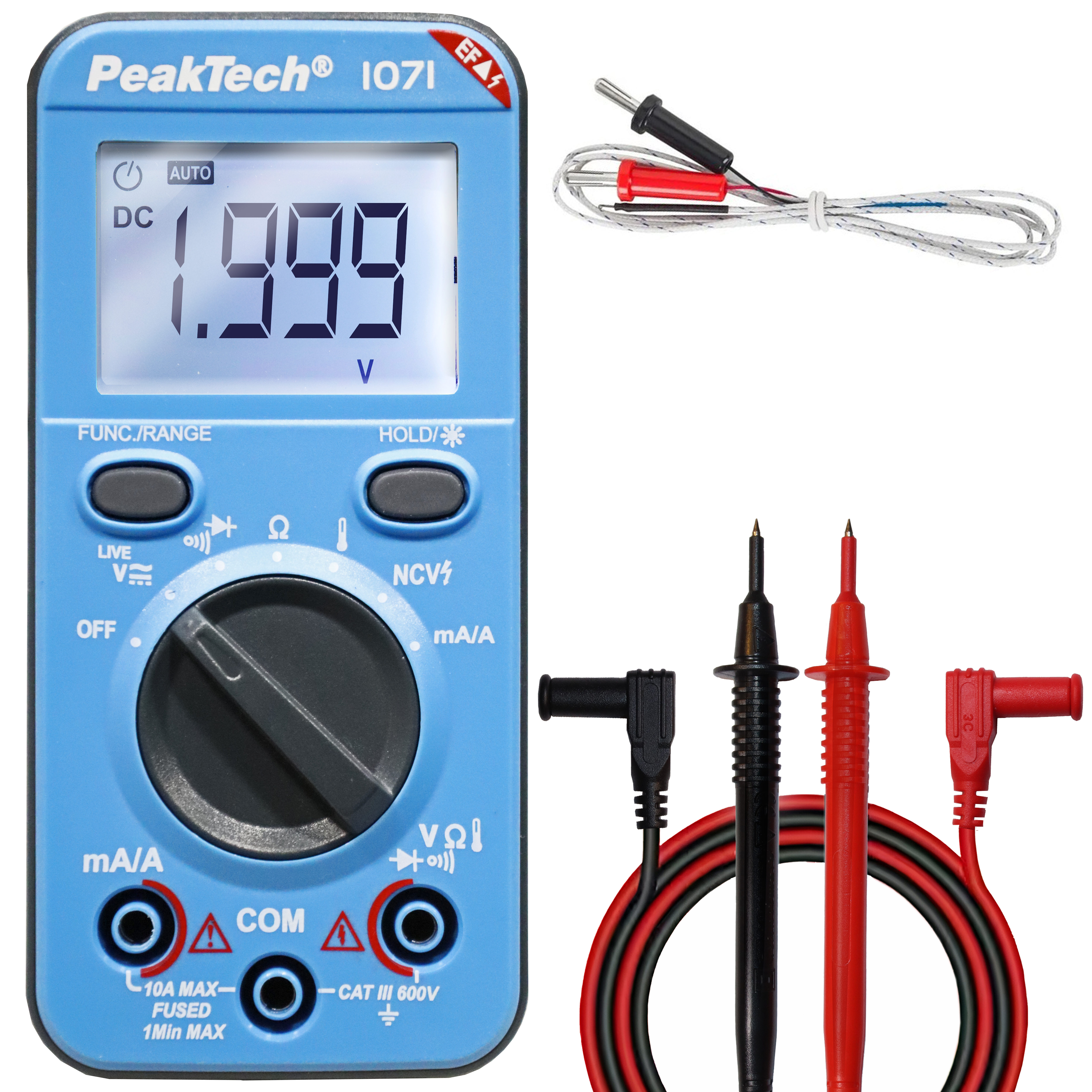 «PeakTech® P 1071» 600V AC/DC Digitalmultimeter mit NCV und Live-Test