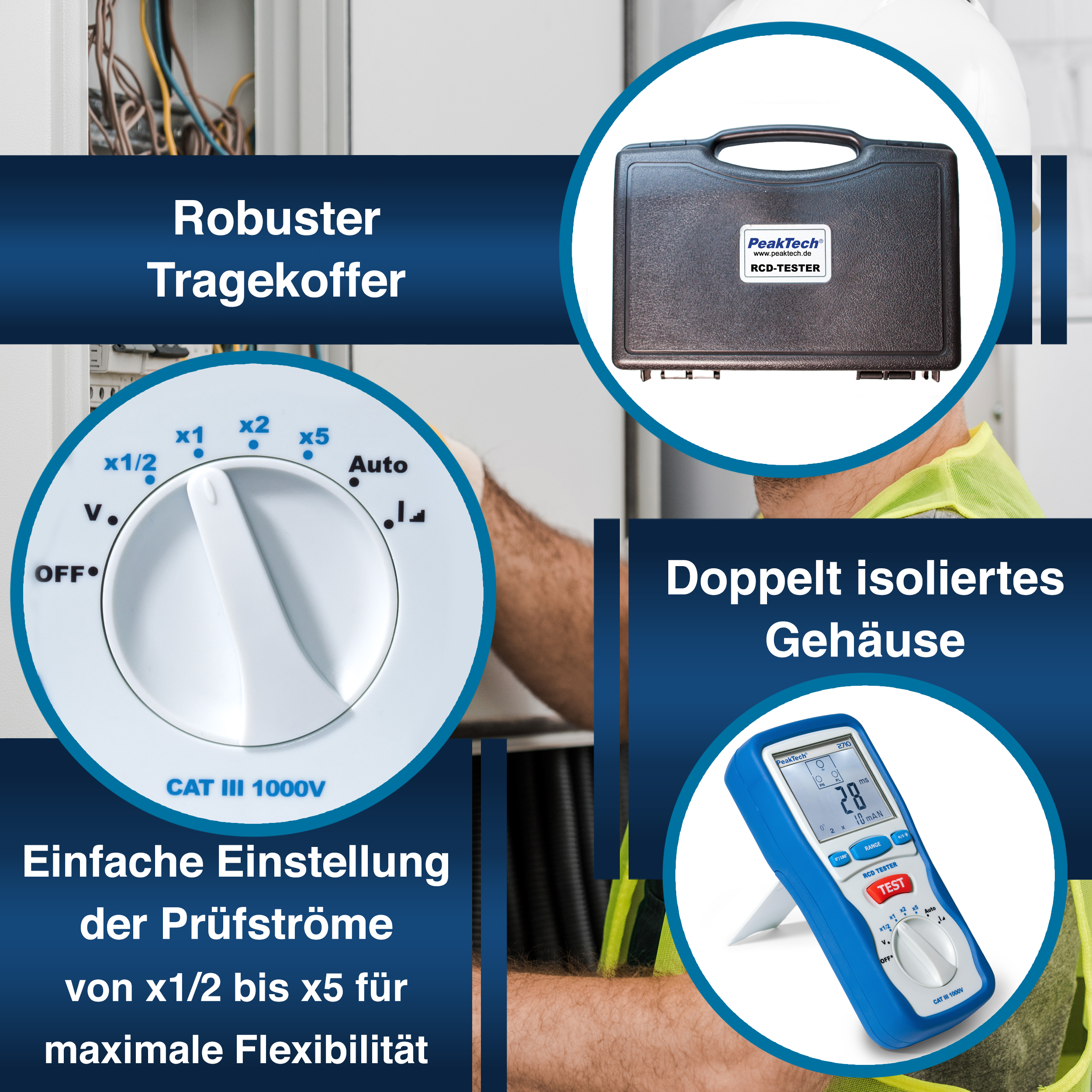 «PeakTech® P 2710» Digital RCD tester