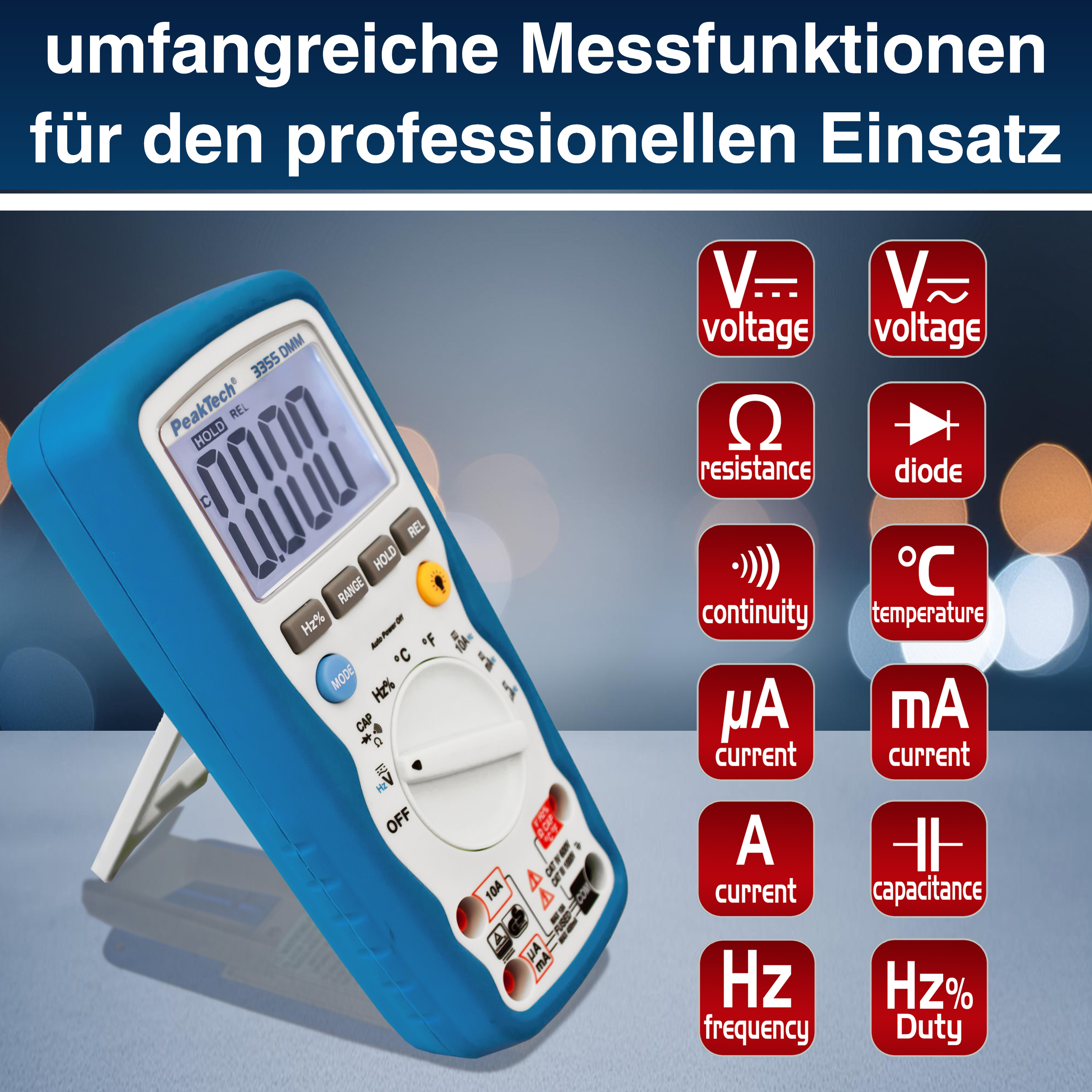 «PeakTech® P 3355» Digital multimeter, 4,000 counts, IP67