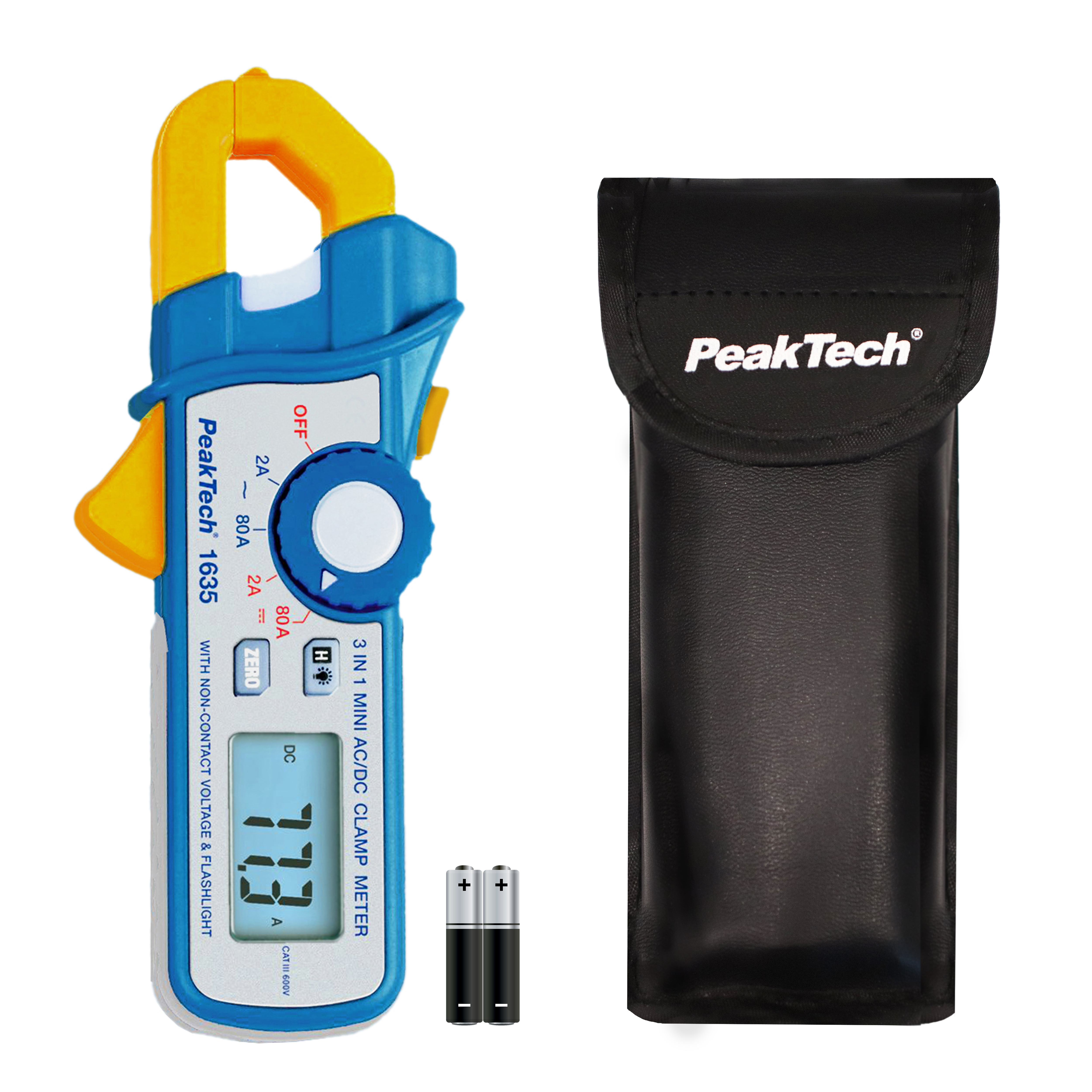 «PeakTech® P 1635» Leakage current clamp 2/80 A AC/DC, 1mA resolution