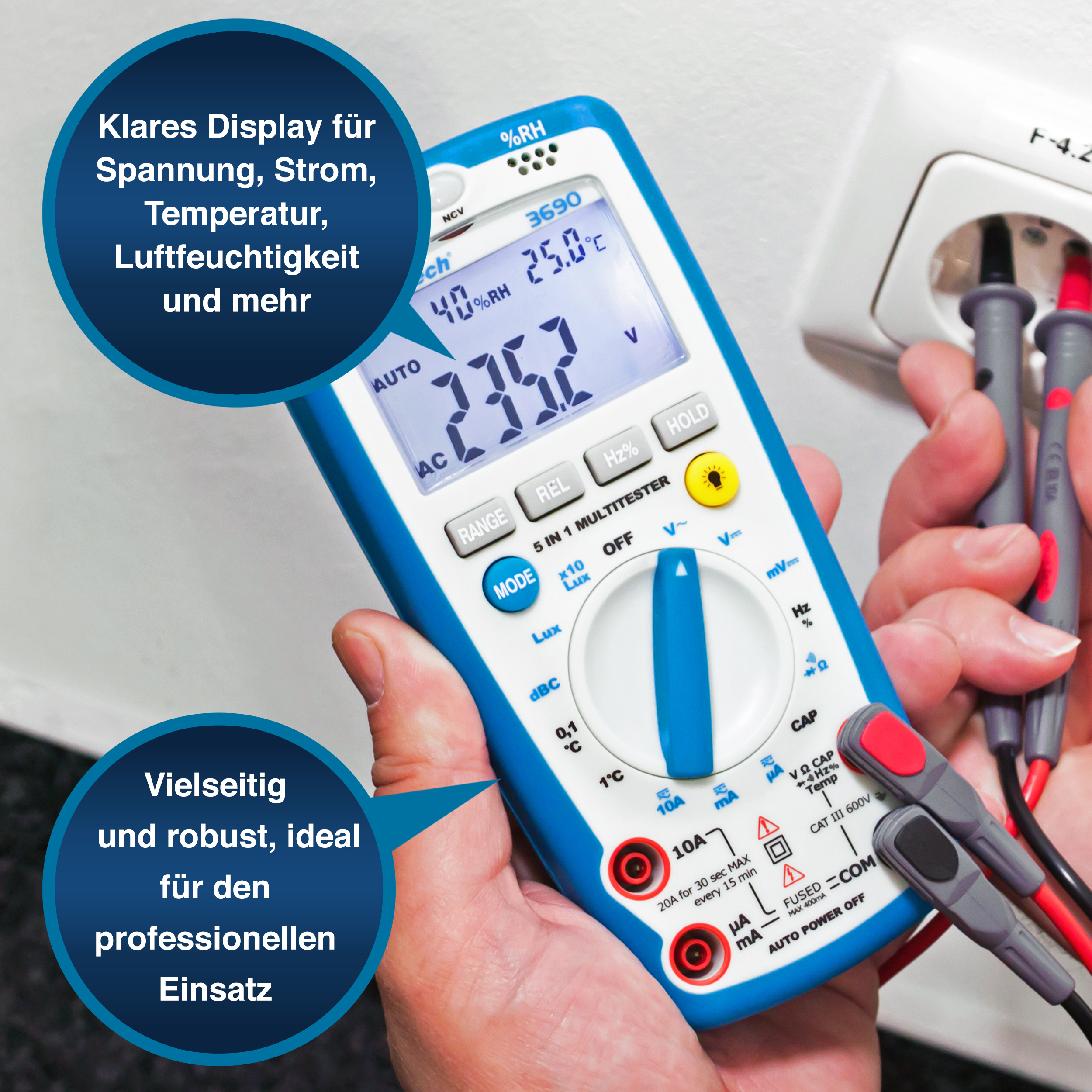 «PeakTech® P 3690» Multimeter, 4.000 Counts mit Umweltmessungen