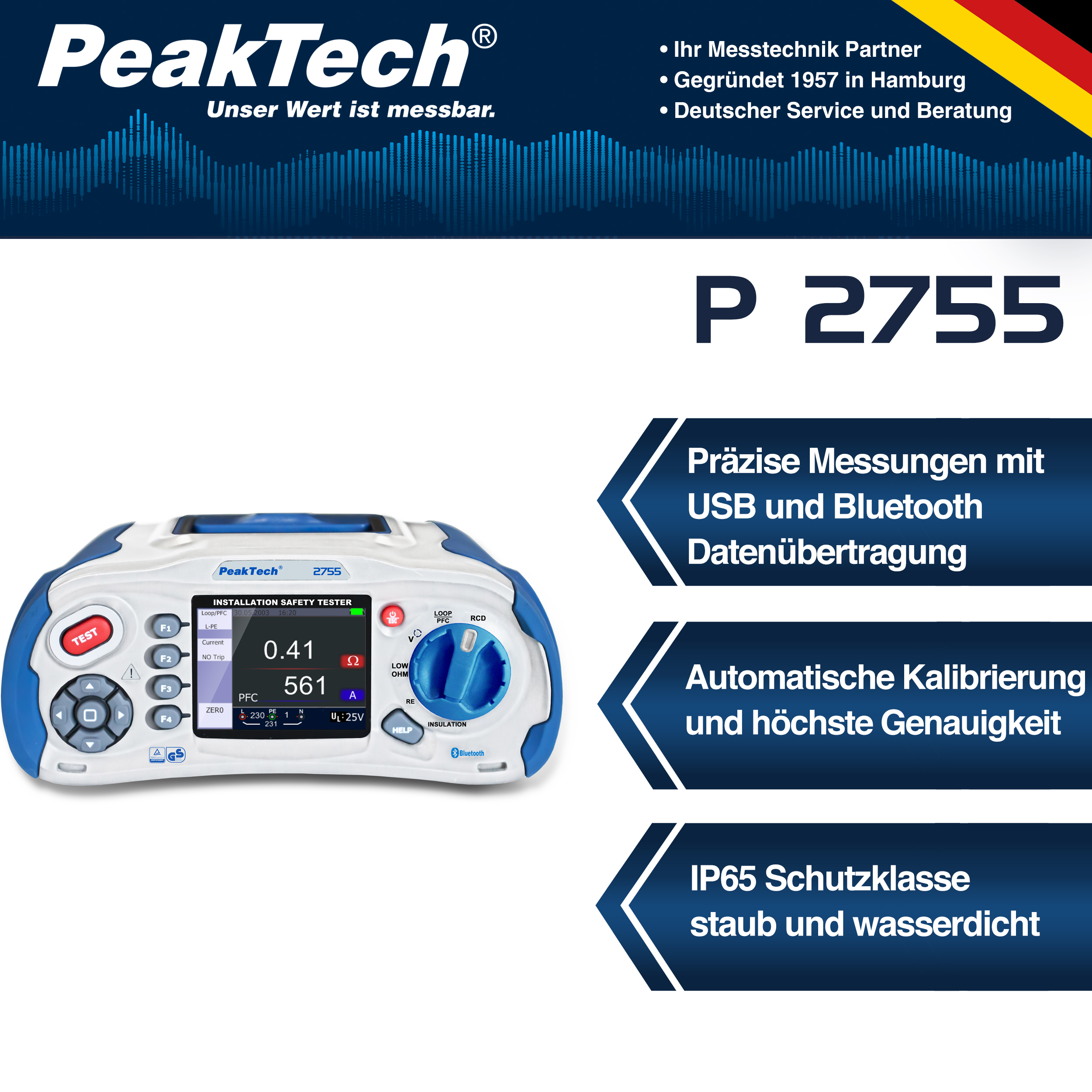 «PeakTech® P 2755» Testeur de sécurité d'installation