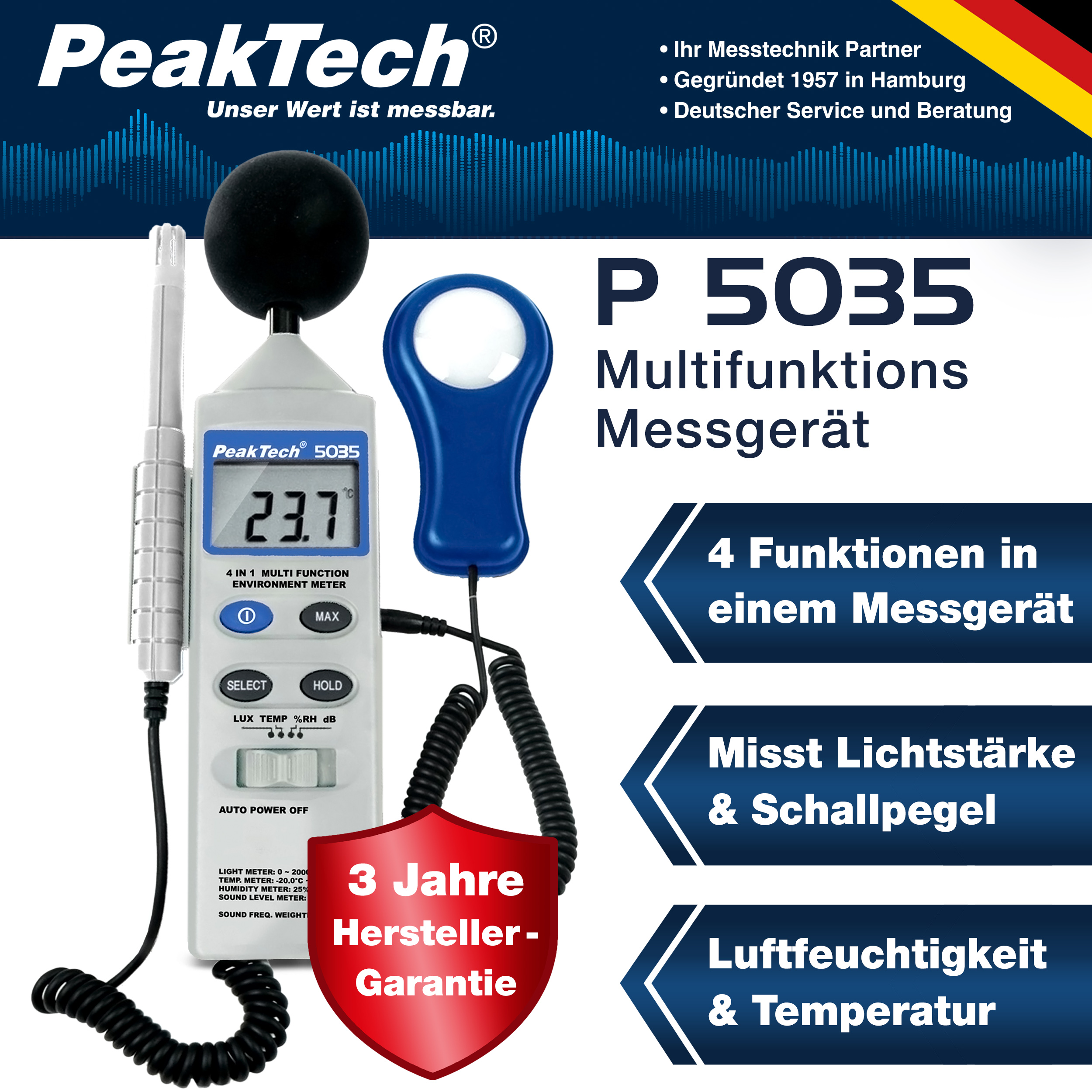 «PeakTech® P 5035» Multifunction environment tester