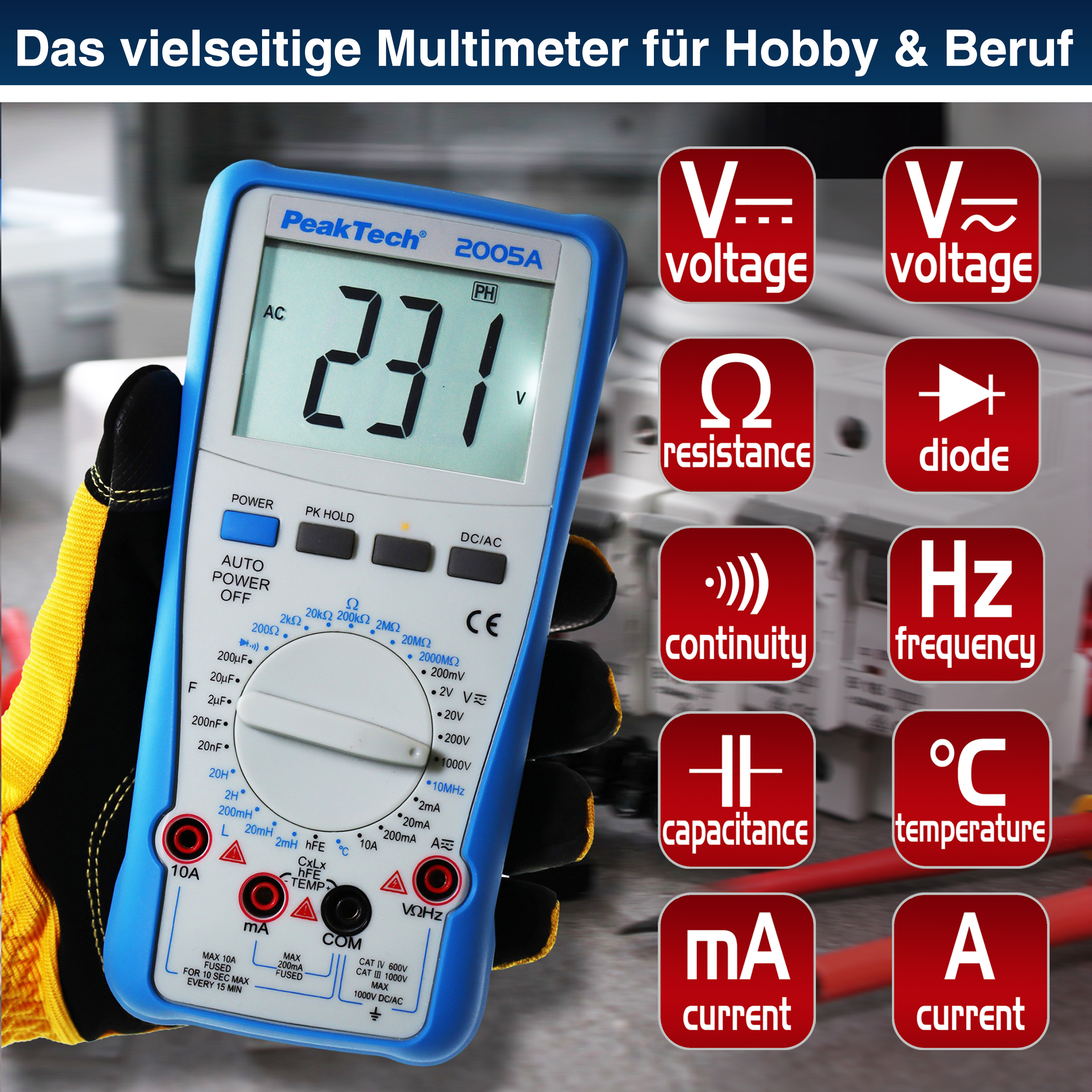 «PeakTech® P 2005 A» 1000 V Digitalmultimeter 2000 Counts