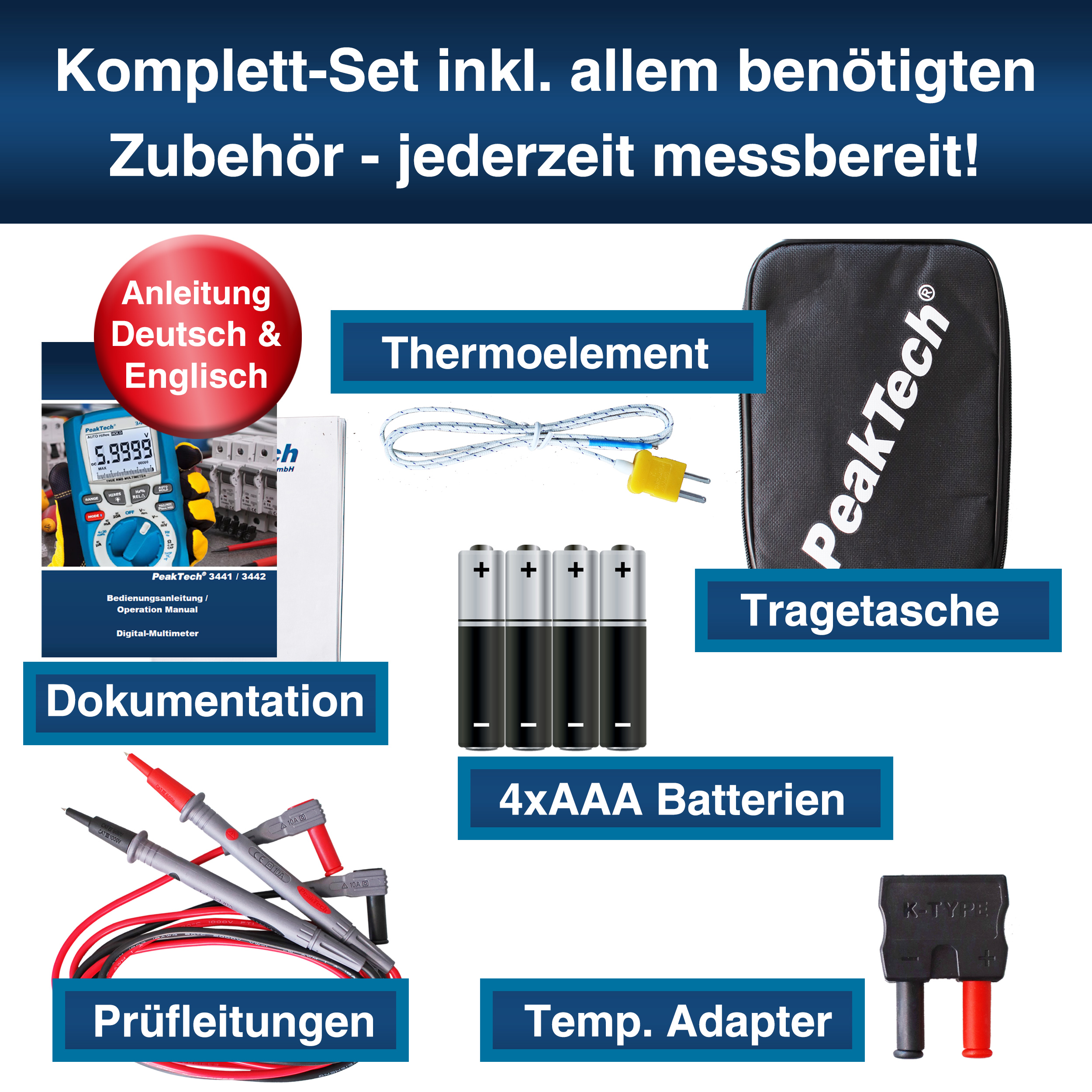 «PeakTech® P 3441» TrueRMS Digitalmultimeter 60.000 Counts