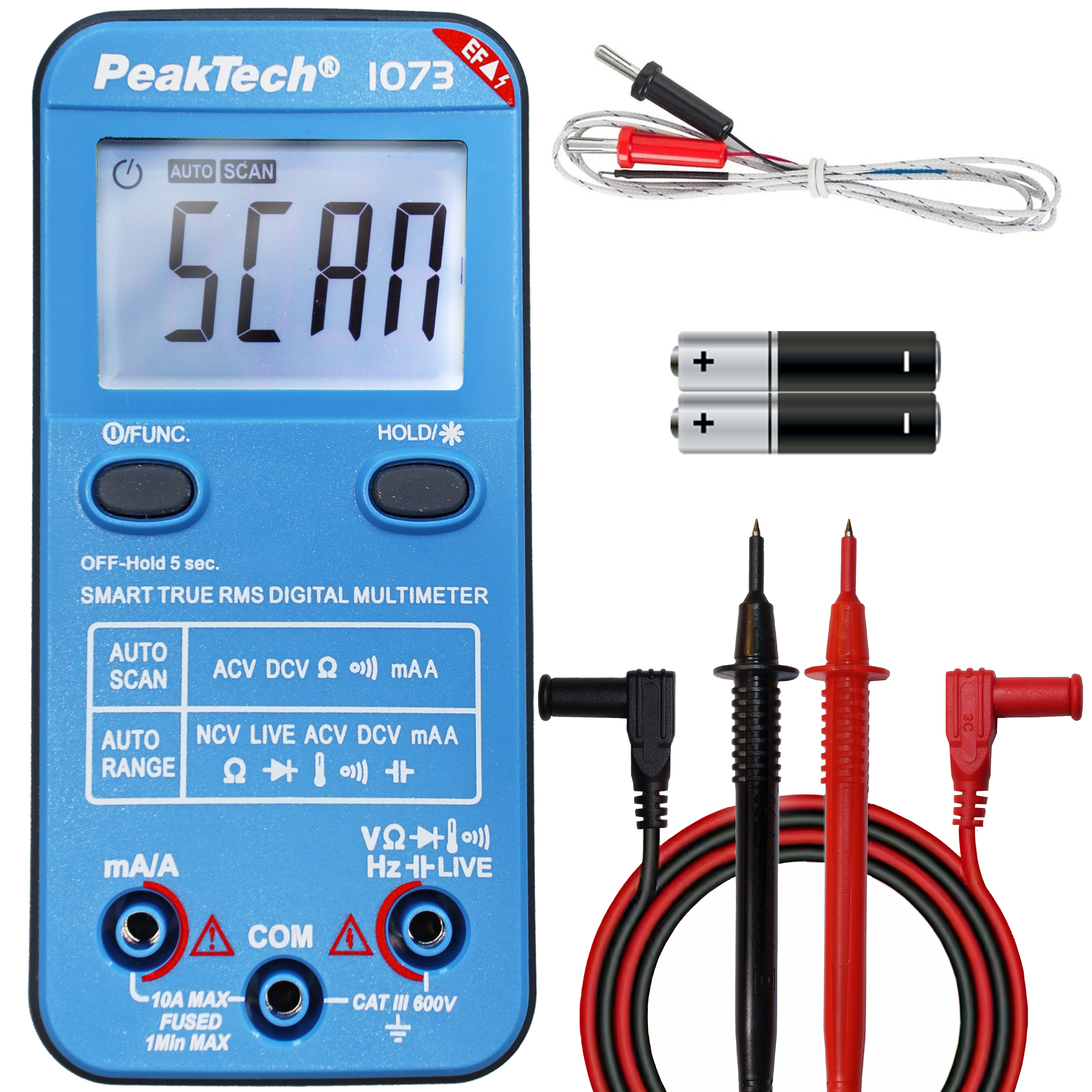 «PeakTech® P 1073» 600V AC/DC Smart-Multimeter mit NCV und Live-Test