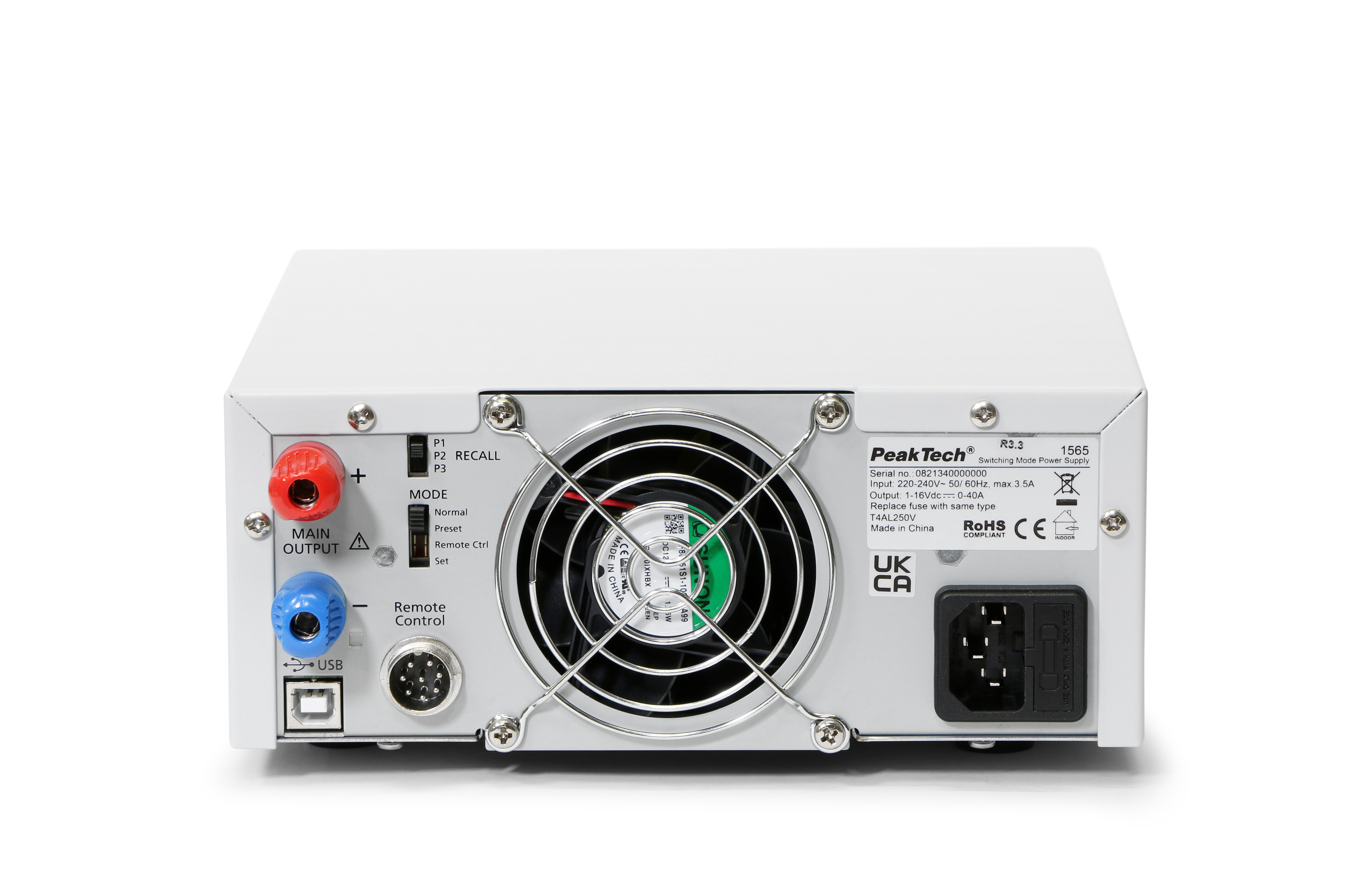 «PeakTech® P 1565» Laboratory power supply DC 1 - 16V/0 - 40A & USB