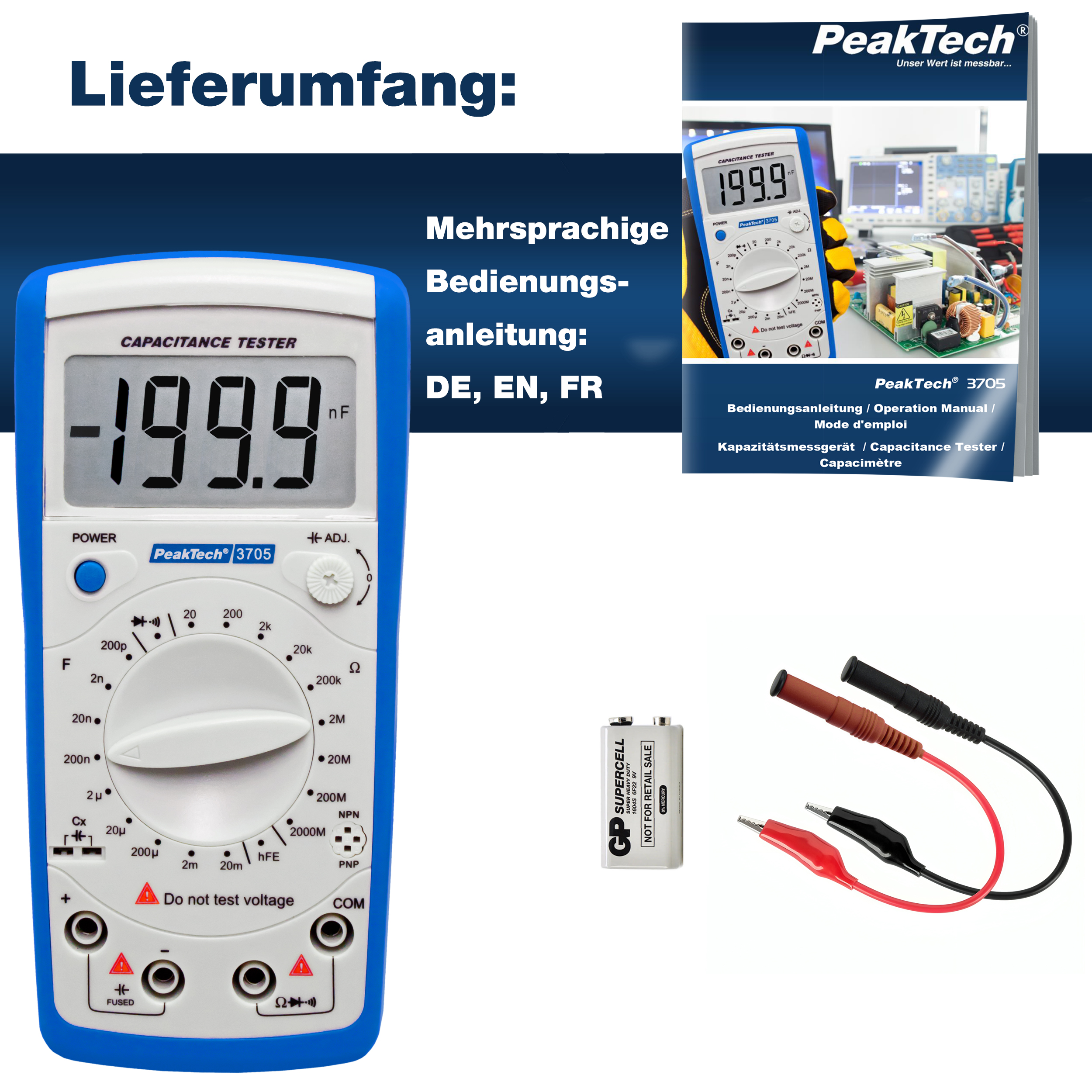 «PeakTech® P 3705» Digital capacitance meter