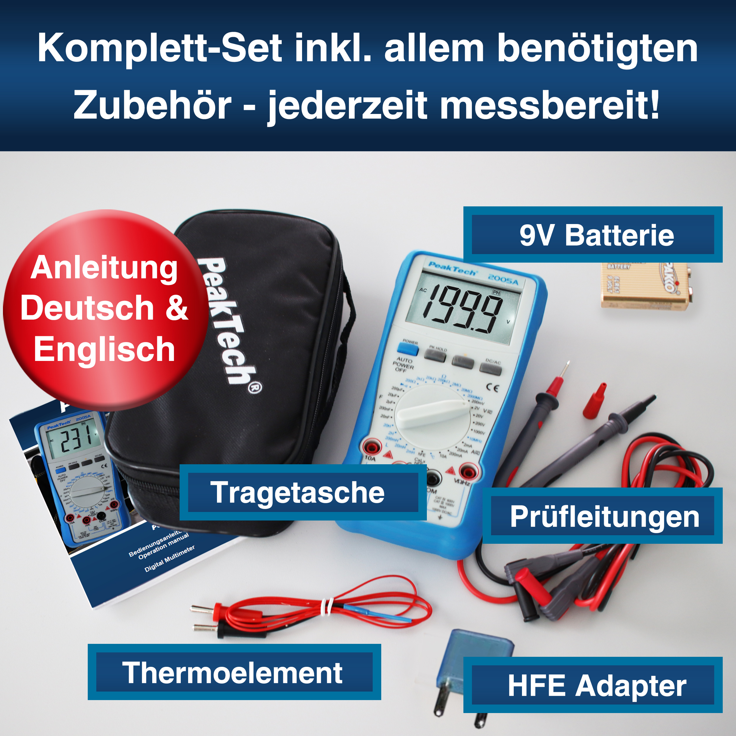 «PeakTech® P 2005 A» 1000 V Digitalmultimeter 2000 Counts