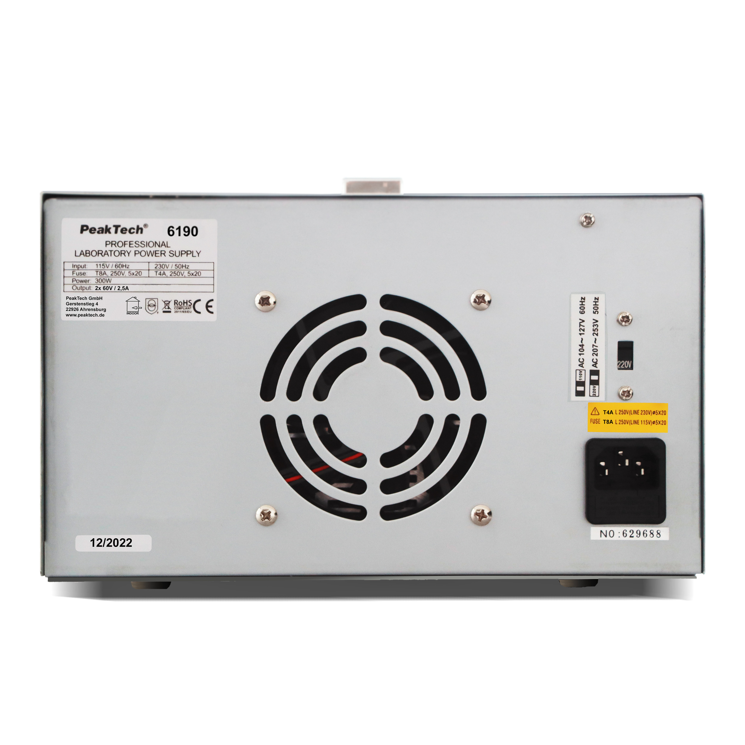 «PeakTech® P 6190» Lab power supply 2x 0-60 V / 0-2,5 A DC & USB