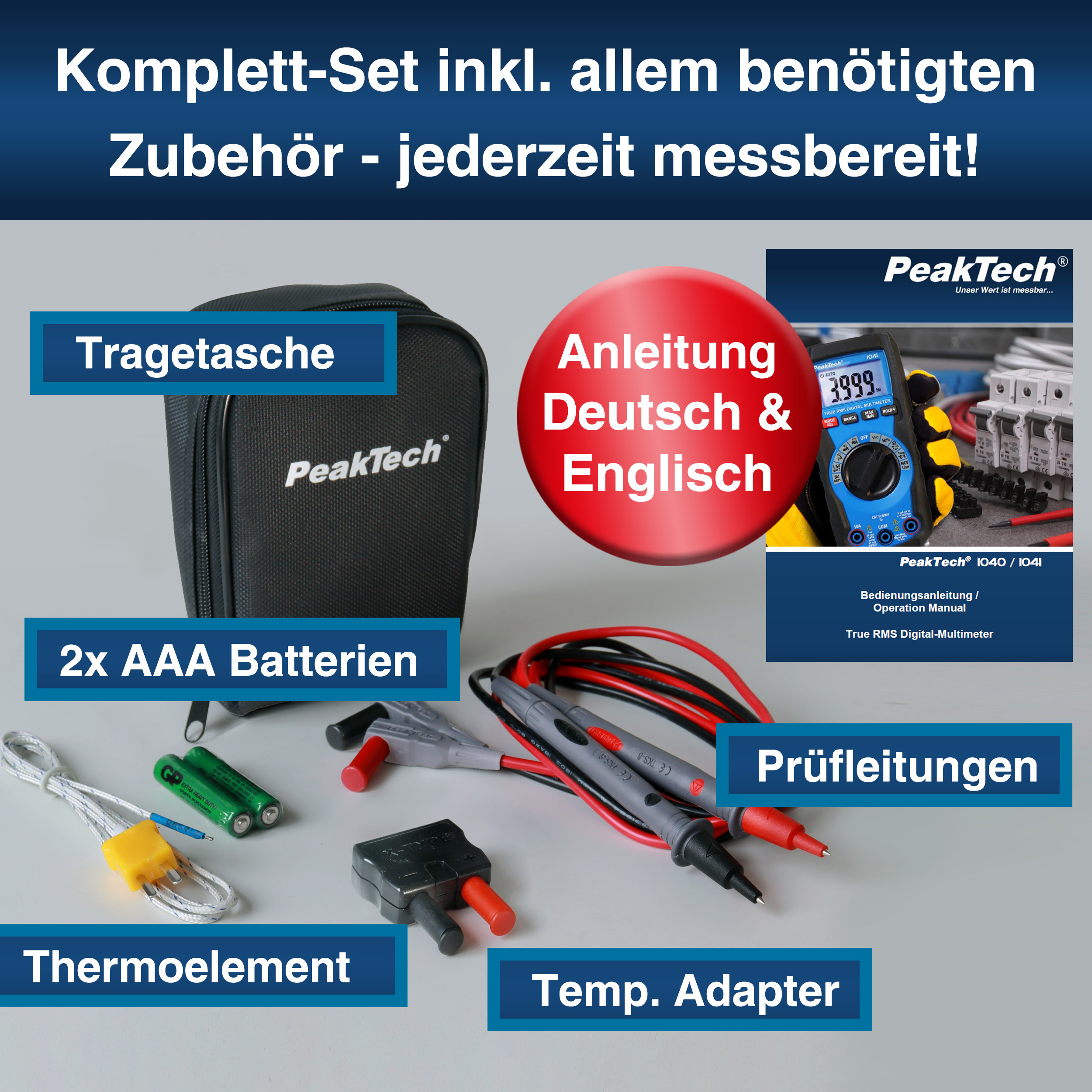 «PeakTech® P 1041» TrueRMS Digital Multimeter 4000 Counts, Auto.Range