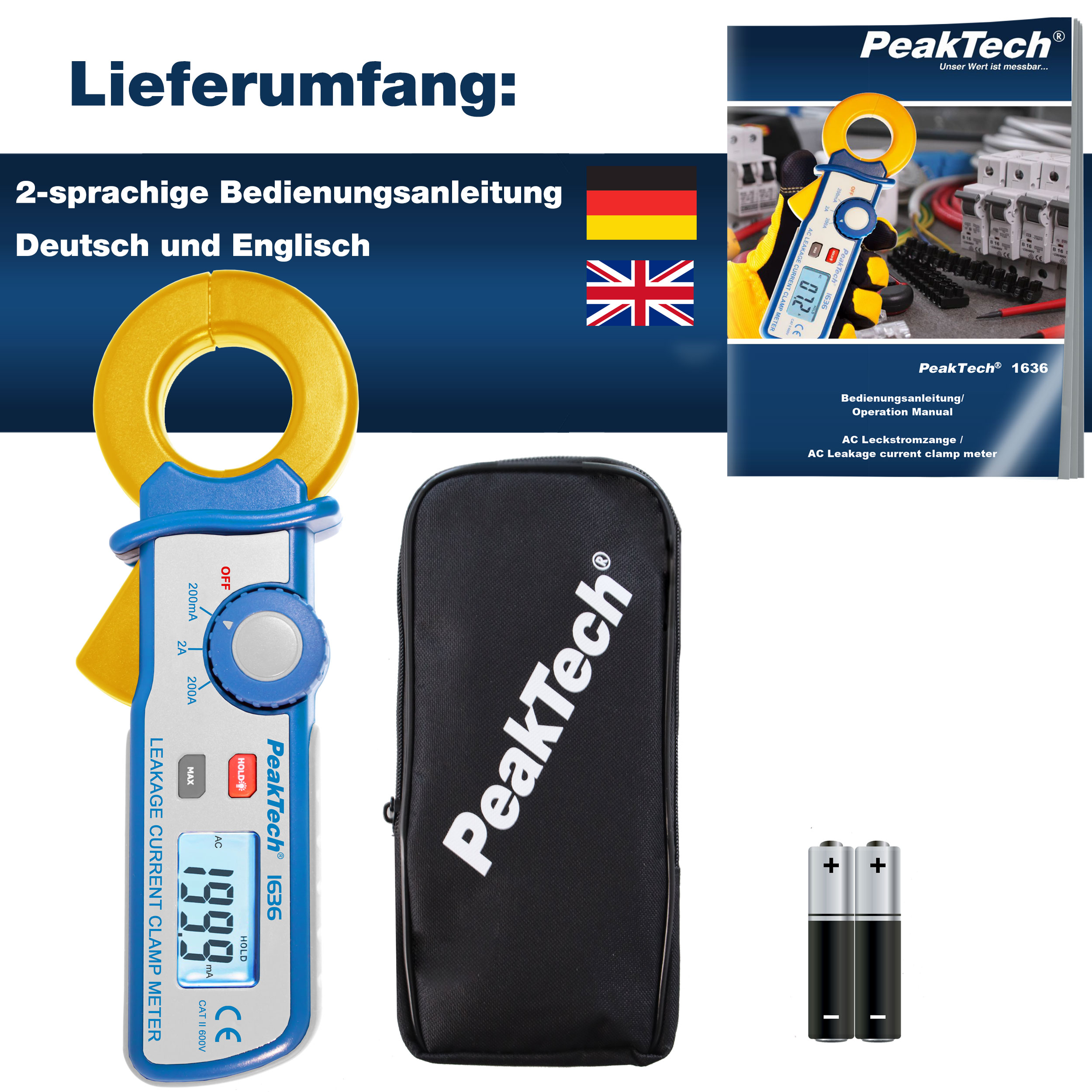 «PeakTech® P 1636» Leakage current clamp with a resolution of 100 µA