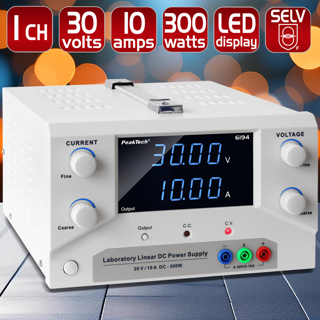 «PeakTech® P 6194» Laboratory power supply 0-30 V / 0-10 A DC