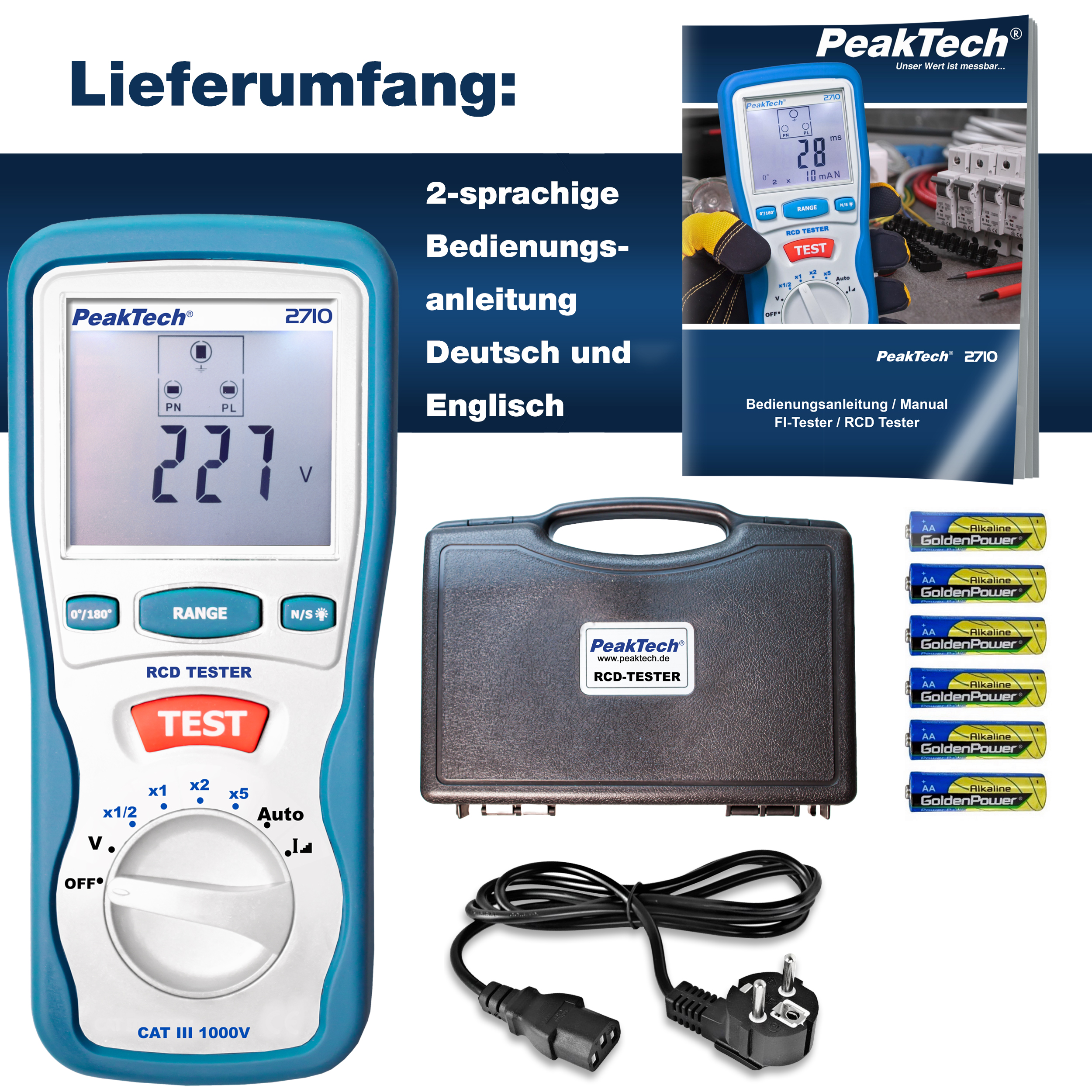 «PeakTech® P 2710» Digital RCD tester