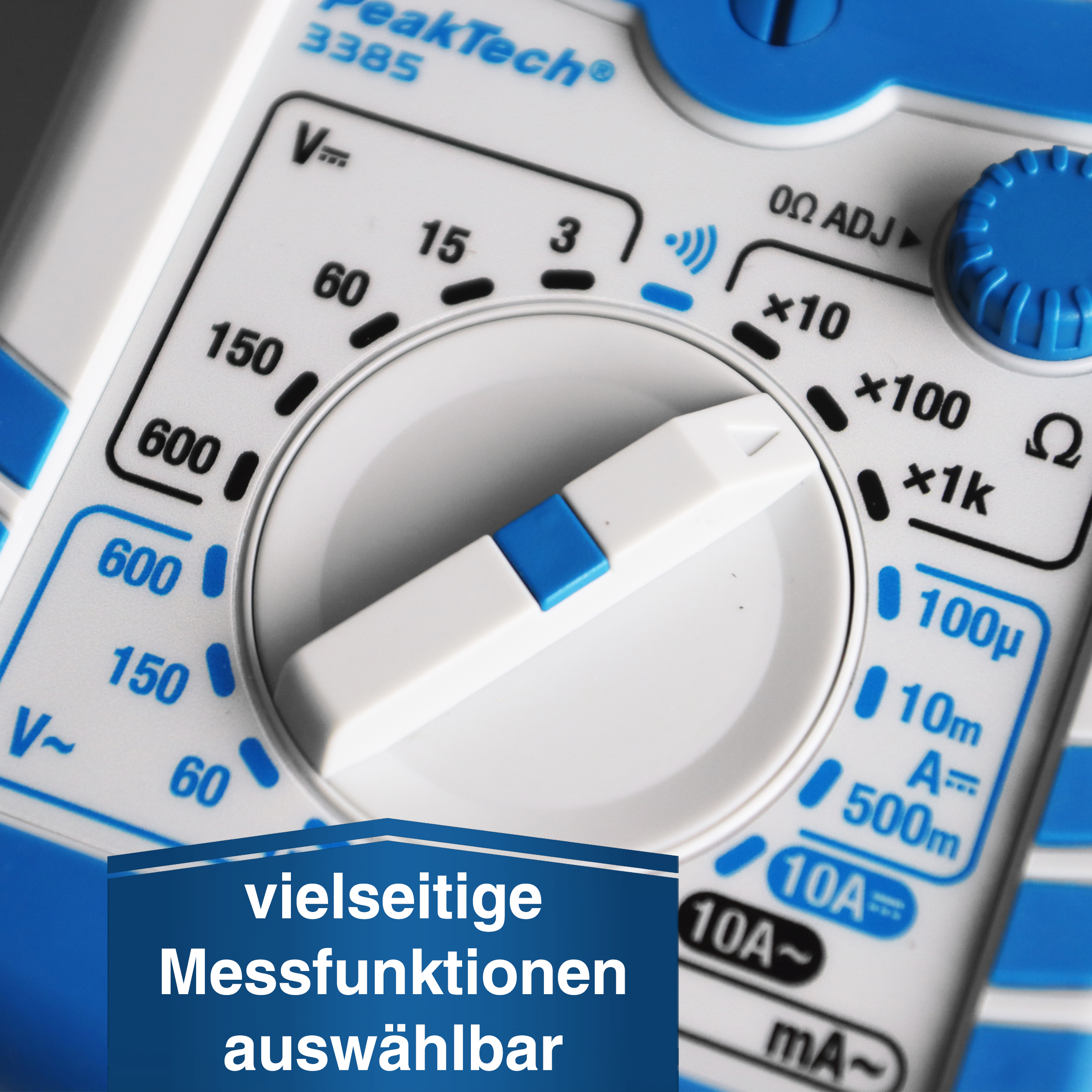 «PeakTech® P 3385» Analog multimeter, 600V AC/DC, 10A AC/DC, CAT III