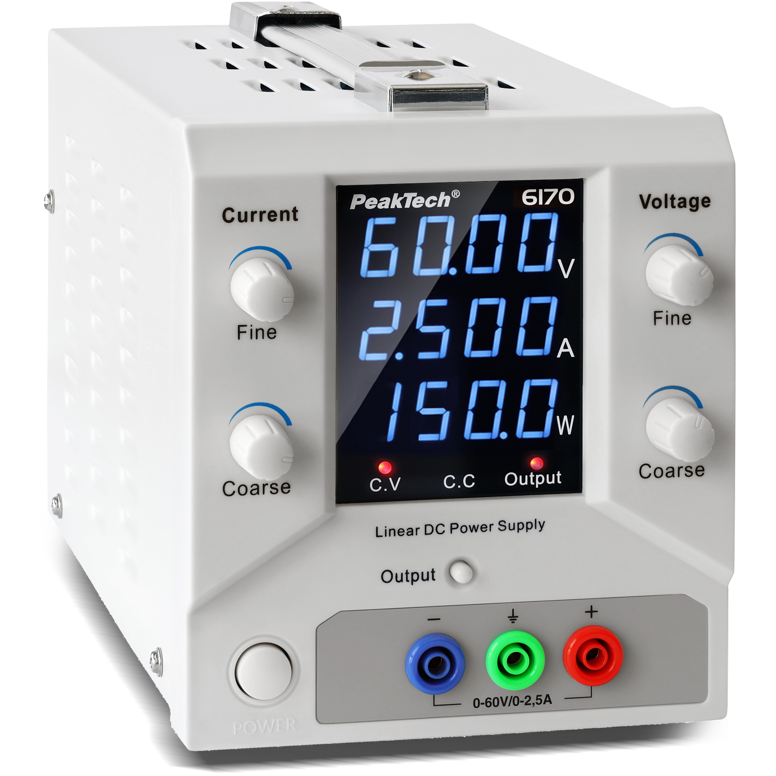 «PeakTech® P 6170» Fuente de alimentación digital 0-60 V / 0-2,5 A CC