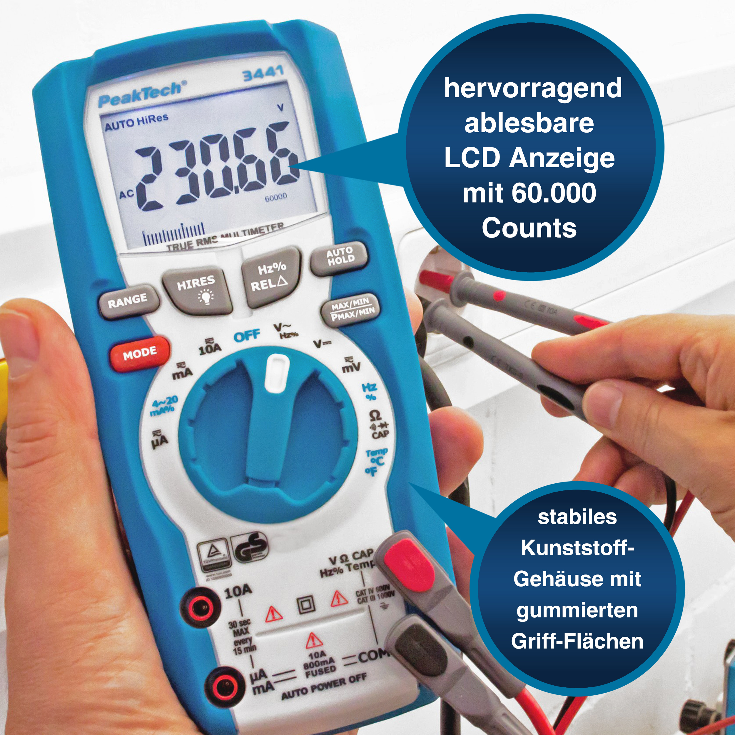 «PeakTech® P 3441» TrueRMS Digitalmultimeter 60.000 Counts