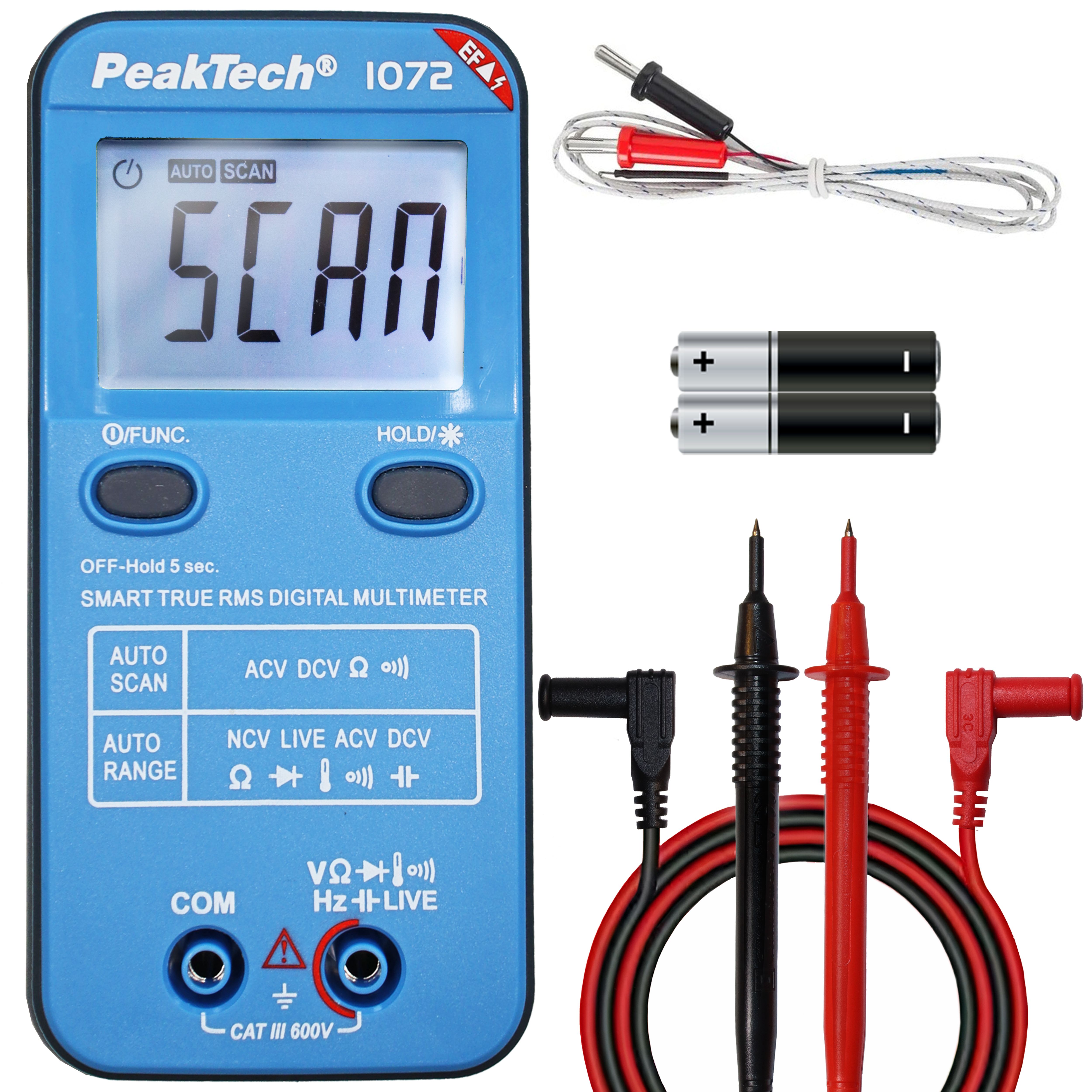 «PeakTech® P 1072» 600V AC/DC Smart-Multimeter mit NCV und Live-Test