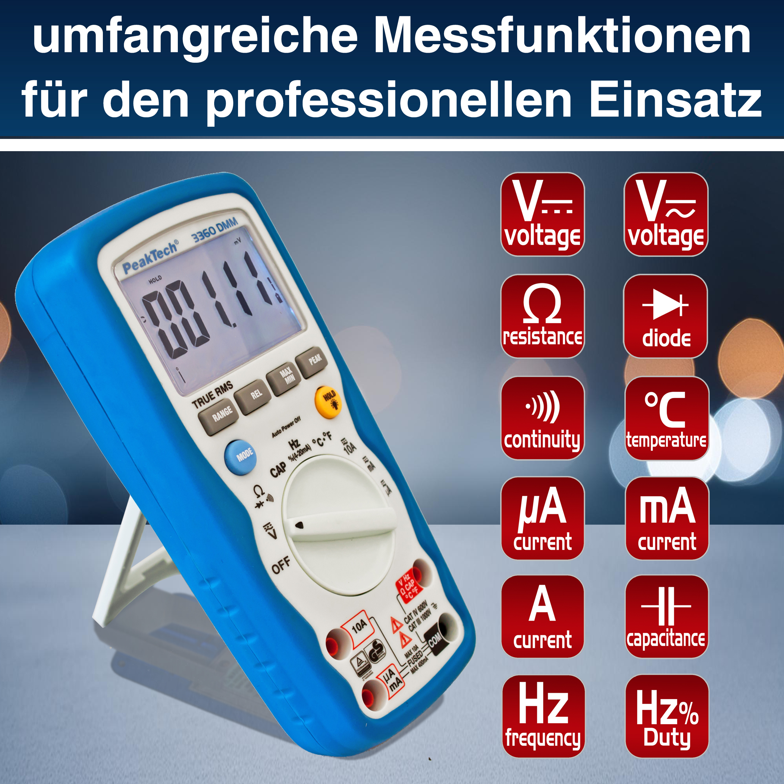 «PeakTech® P 3360» Digitalmultimeter, 40.000 Counts, IP67 mit TrueRMS