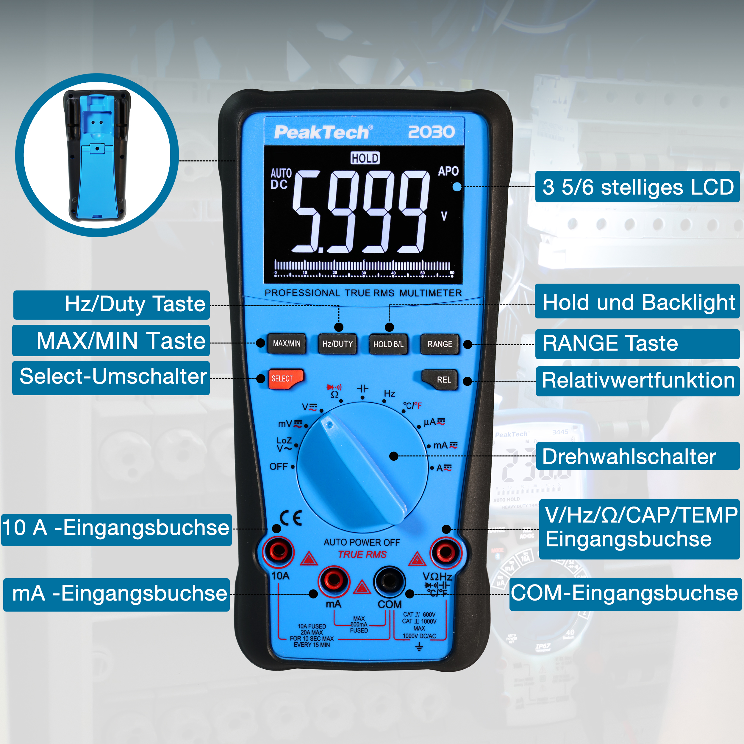 «PeakTech® P 2030» Multímetro Digital TrueRMS 1000V  6000 counts