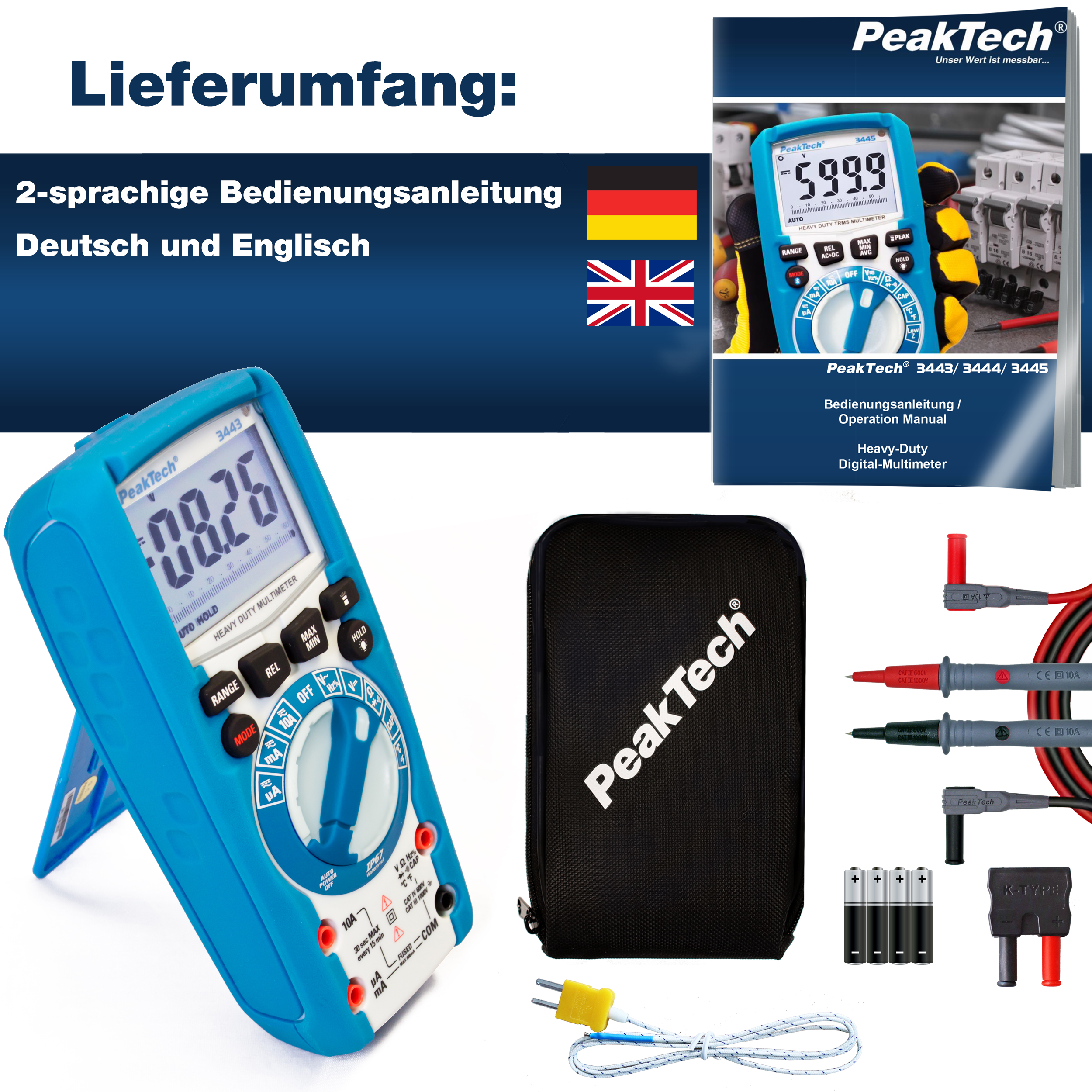 «PeakTech® P 3443» Digitalmultimeter 6.000 Counts, IP67