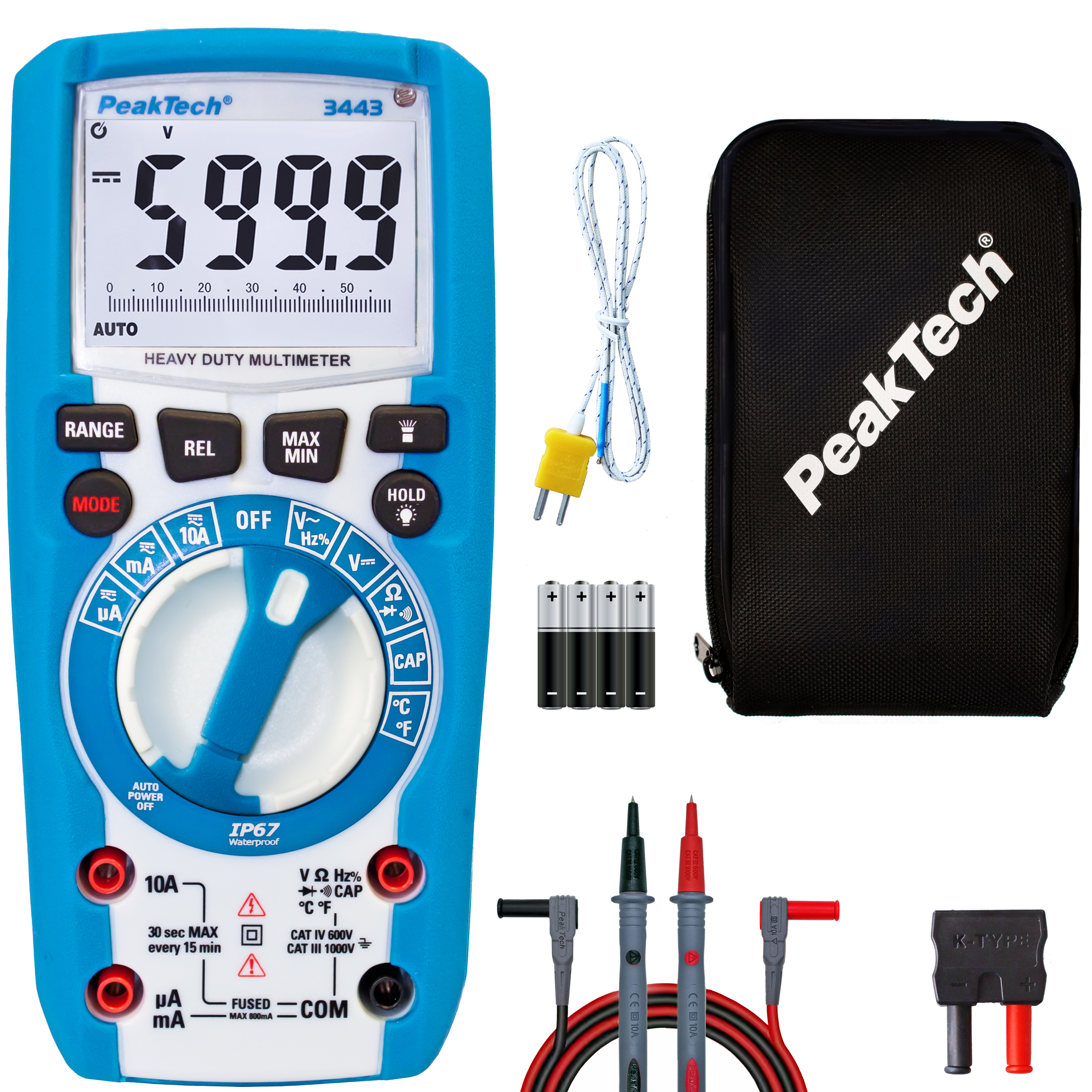 «PeakTech® P 3443» Digitalmultimeter 6.000 Counts, IP67