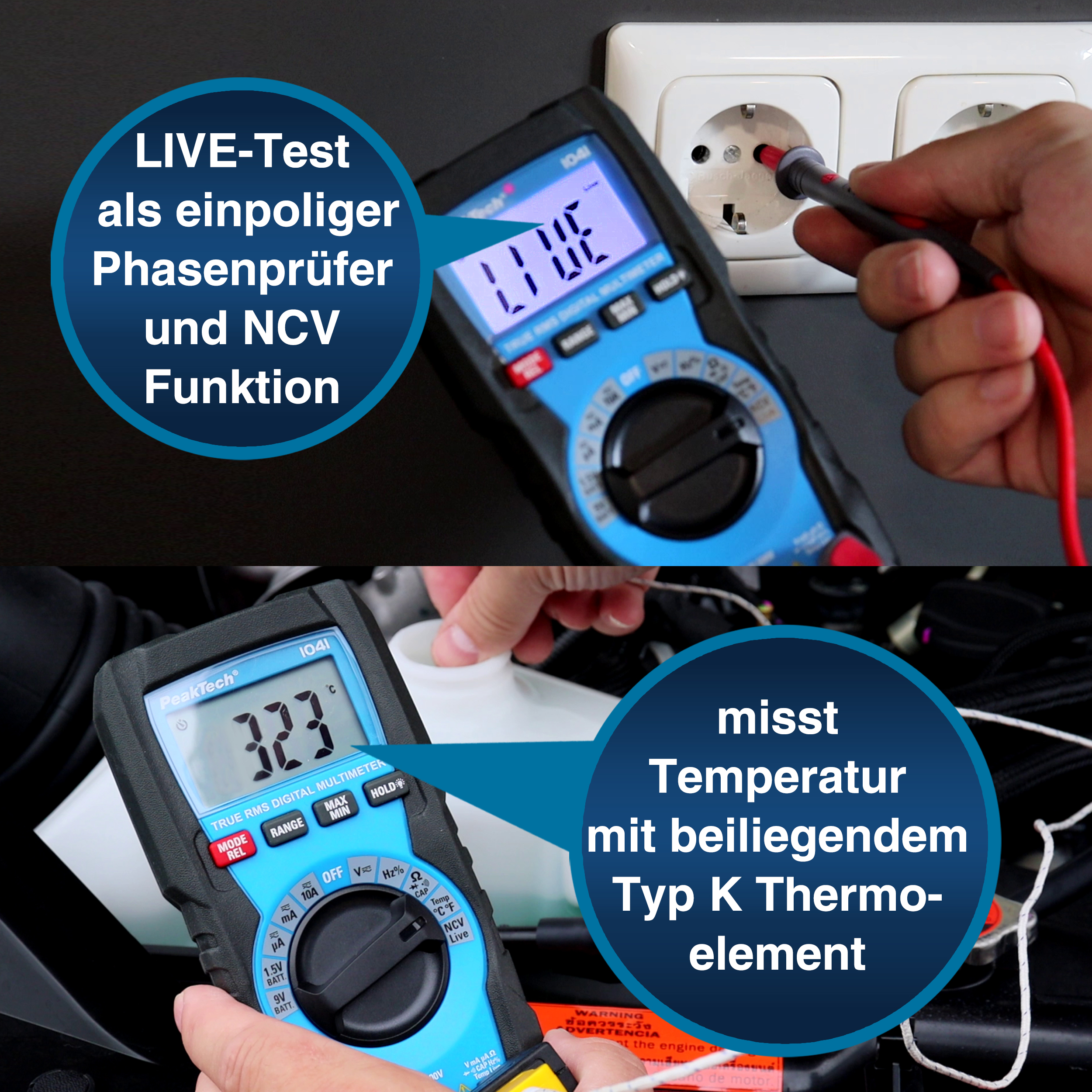 «PeakTech® P 1041» TrueRMS Digital Multimeter 4000 Counts, Auto.Range