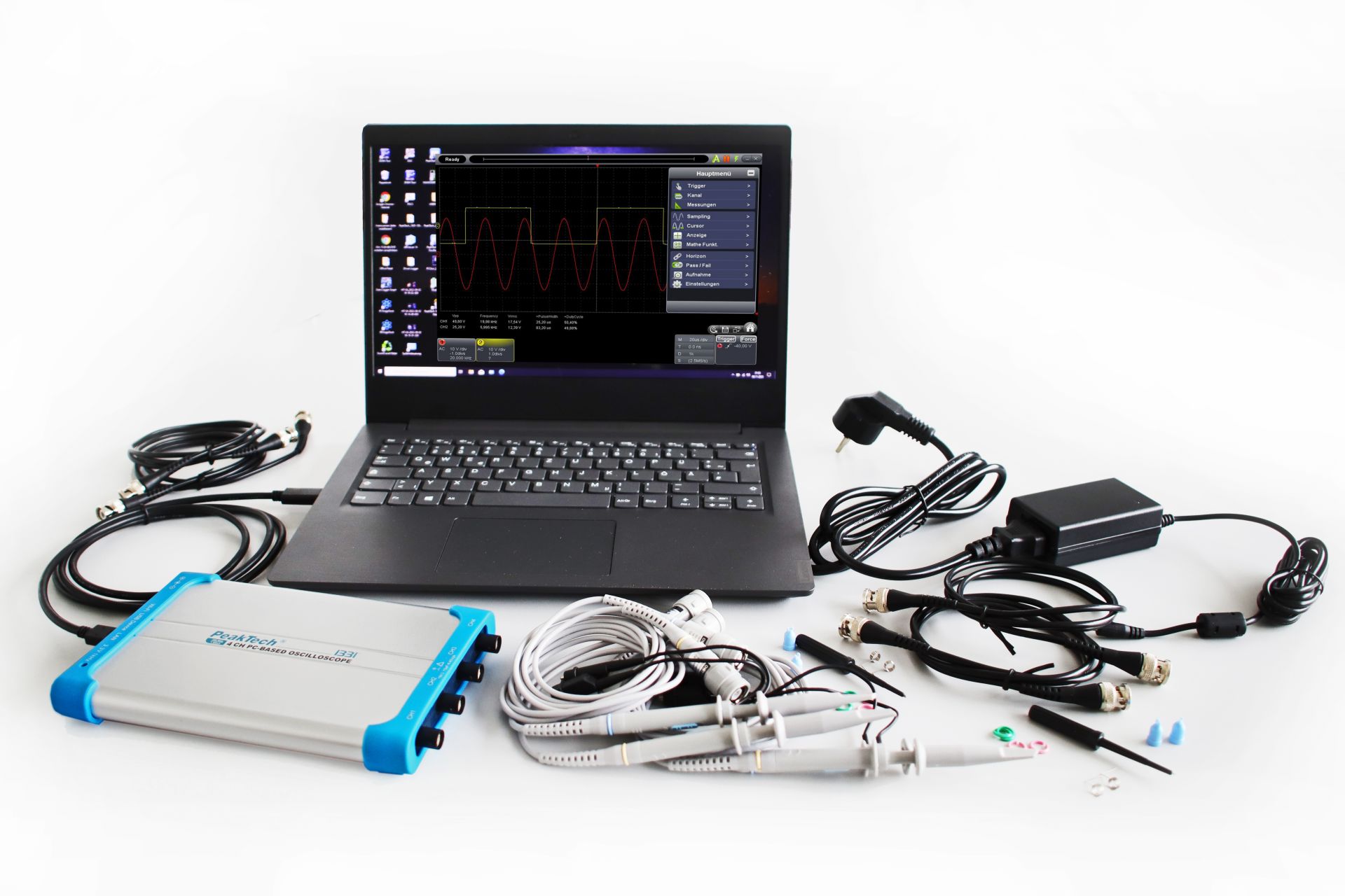 «PeakTech® P 1331» 100 MHz /4 CH, 1 GS/s PC Oscilloscope With USB&LAN ...