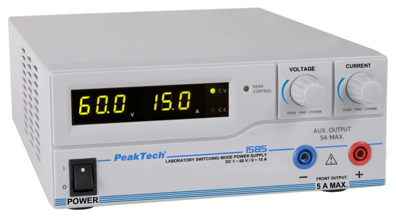 «PeakTech® P 1585» Laboratory Power Supply DC 1 - 60V / 0 - 15A & USB ...